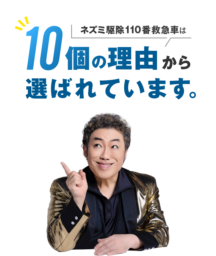 ネズミ駆除110番救急車は10個の理由から選ばれています。